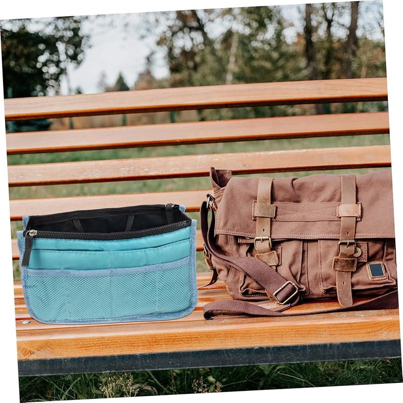 Large Capacity Travel Toiletry Organizer Pouch Foldable Cosmetic Storage Bag Sky Blue - Image 3